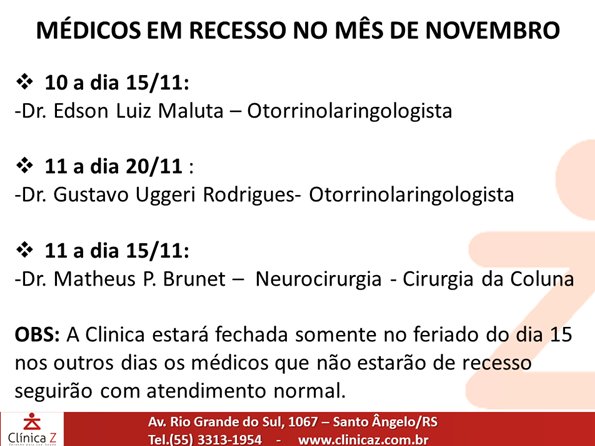 Recesso novembro/2022